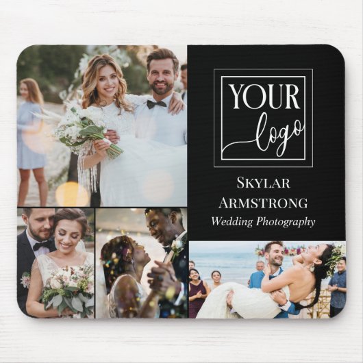 Zwarte minimale fotograaf voor uw Logo fotocollage Muismat (Voorkant)