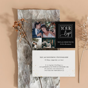 Zwarte minimale fotograaf voor uw Logo fotocollage Visitekaartje