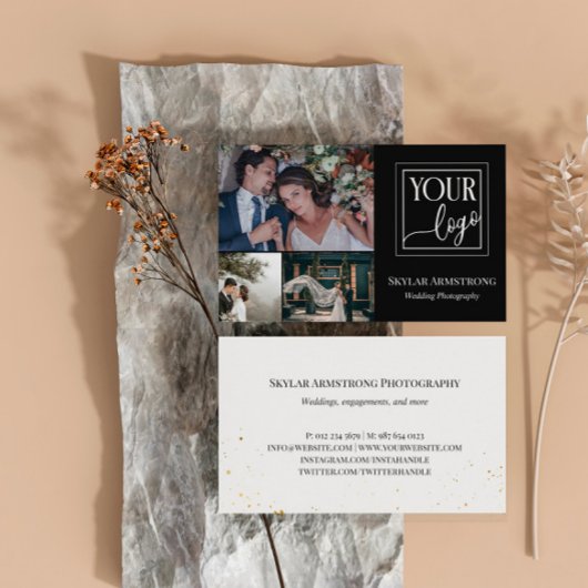 Zwarte minimale fotograaf voor uw Logo fotocollage Visitekaartje