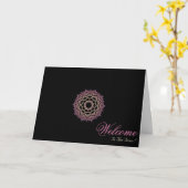 Zwarte minimale Mandala Art Welcome Wishing Kaart (Gele Bloem)