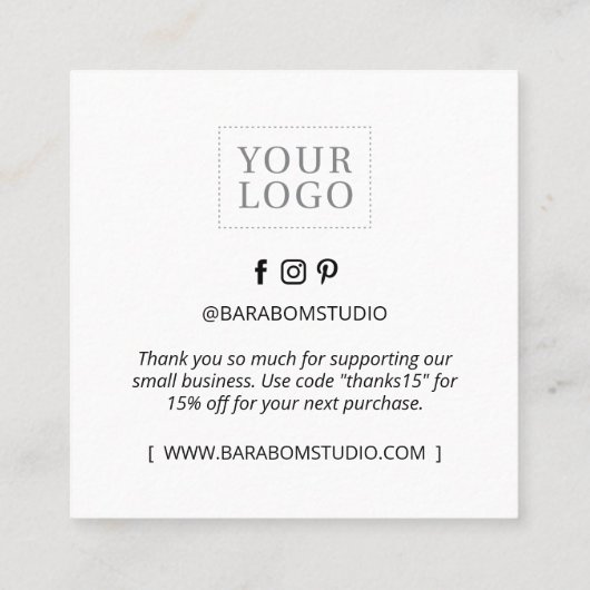 Zwarte Minimale Moderne Dank u Visitekaartjes (Achterkant)