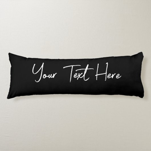 Zwarte, minimale, moderne, handgeschreven aangepas lichaamskussen (Voorkant)