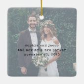 Zwarte minimale schrijfmachine | Foto van Merry en Keramisch Ornament (Achterkant)