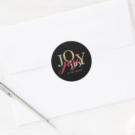 Zwarte Minimale Typografie Joy to the World Holida Ronde Sticker