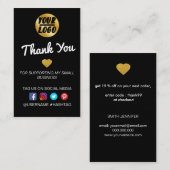 zwarte minimale zakelijke dank voor toevoeging van visitekaartje (Voorkant / Achterkant)