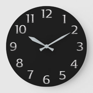 Zwarte minimale zilvergrijze Arabische cijfers Grote Klok