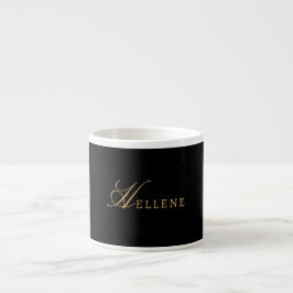 Zwarte Minimalist & Gouden Monogram Espresso Kop