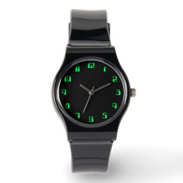 Zwarte minimalist met  computernummers horloge