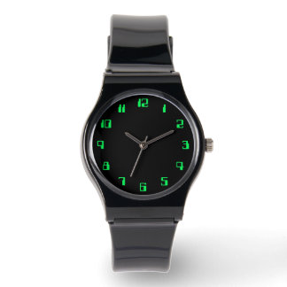 Zwarte minimalist met  computernummers horloge