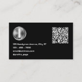 Zwarte minimalist met moersleutel logo visitekaartje (Achterkant)