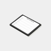 Zwarte minimalistische aangepaste naam om te doen post-it® notes (Schuin)