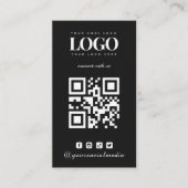 Zwarte minimalistische aangepaste QR-code voor Log Visitekaartje (Voorkant)