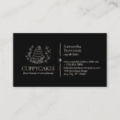 Zwarte minimalistische aardbeienbrood visitekaartje (Achterkant)