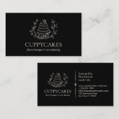 Zwarte minimalistische aardbeienbrood visitekaartje (Voorkant / Achterkant)