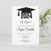 Zwarte minimalistische afstuderen-uitnodiging kaart (Staand voorkant)