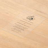 Zwarte minimalistische Anemone Line Art Wedding Acryl Uitnodigingen (Laagn)