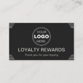 Zwarte Minimalistische Art Deco Loyalty Beloningso (Voorkant)