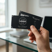 Zwarte Minimalistische Art Deco QR Code Lay-out Visitekaartje