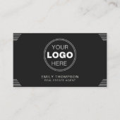 Zwarte Minimalistische Art Deco QR Code Lay-out Visitekaartje (Voorkant)