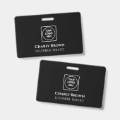 Zwarte minimalistische badge | Aangepaste personee (Voor- en achterkant)