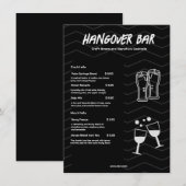 Zwarte minimalistische bar Drink Menu (Voorkant / Achterkant)