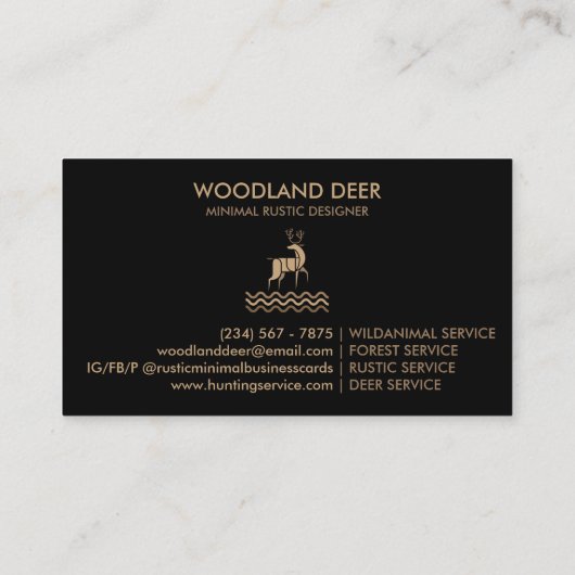 Zwarte minimalistische bosdierentuin visitekaartje (Achterkant)
