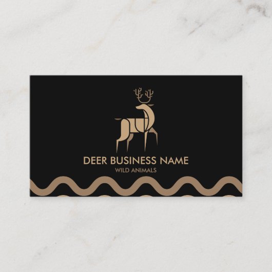 Zwarte minimalistische bosdierentuin visitekaartje (Voorkant)
