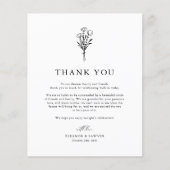 Zwarte minimalistische Botanicals bruiloft Dank u (Voorkant)