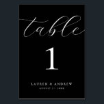 Zwarte minimalistische bruiloft | Aangepaste gebeu Kaart<br><div class="desc">(**VOEG NOTA: Om orde te maken,  pas eenvoudig uw lijstaantal (en naam/datum) aan en voeg elk aantal aan uw kar afzonderlijk toe. Controleer vervolgens wanneer u klaar bent.) Mooie,  elegante,  moderne en minimalistische,  tabelnummerkaart. Volledig aanpasbaar met uw namen (of de Naam van de Gebeurtenis) en Datum.</div>