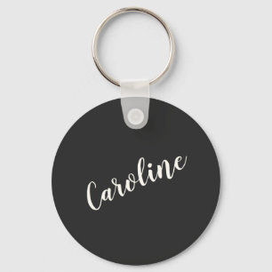 Zwarte Minimalistische Calligrafie Gepersonaliseer Sleutelhanger