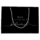 Zwarte minimalistische chique kalligrafie bruidsme groot cadeauzakje (Achterkant)