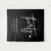 Zwarte Minimalistische Dertigste 30e Verjaardagsfe Wandkleed (Voorkant (horizontaal))