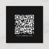 Zwarte minimalistische eenvoudige vetgedrukte QR-c Vierkante Visitekaartje (Achterkant)