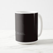Zwarte minimalistische eigen naam koffiemok (Voorkant rechts)