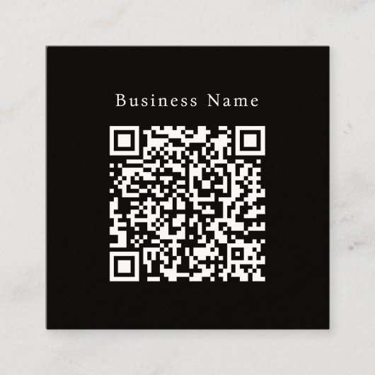 Zwarte minimalistische Elegant aangepaste QR-code Vierkante Visitekaartje (Voorkant)