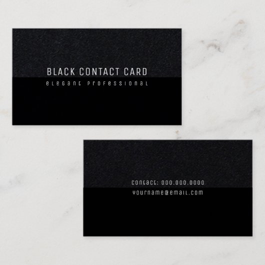 zwarte minimalistische elegant en moderne visitekaartje (Voorkant / Achterkant)