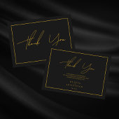 Zwarte minimalistische elegante bruiloft bedankkaart