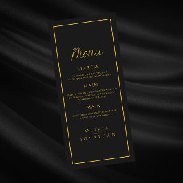 Zwarte minimalistische elegante bruiloft menu