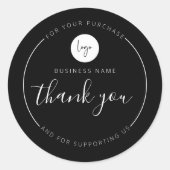 Zwarte minimalistische esthetiek Bedankt Circle Ronde Sticker (Voorkant)