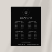 Zwarte minimalistische formele prijslijst