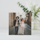 Zwarte Minimalistische Foto Save Our Date Vierkant Save The Date (Staand voorkant)