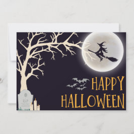 Zwarte Minimalistische Gelukkige Halloween  Feestdagenkaart