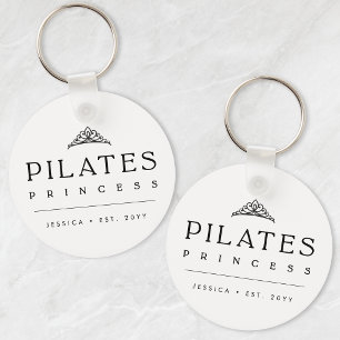 Zwarte Minimalistische Gepersonaliseerde Pilates P Sleutelhanger