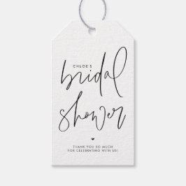 Zwarte Minimalistische Handgeschreven Bruiloftssho Cadeaulabel