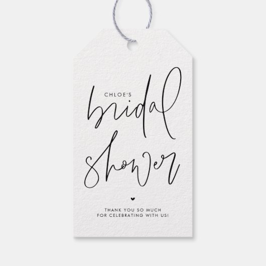 Zwarte Minimalistische Handgeschreven Script Bruid Cadeaulabel (Achterkant)