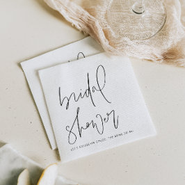 Zwarte Minimalistische Handgeschreven Script Bruid Servet