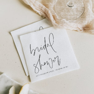 Zwarte Minimalistische Handgeschreven Script Bruid Servet