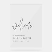 Zwarte minimalistische handgeschreven script bruil acryl bord (Voorkant)