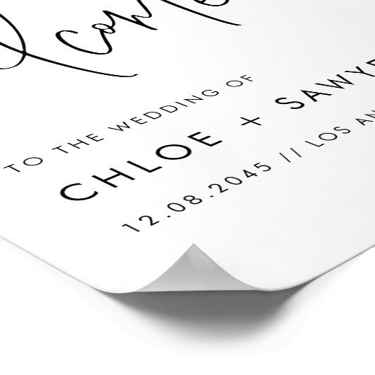 Zwarte minimalistische handgeschreven script bruil poster (Hoek)