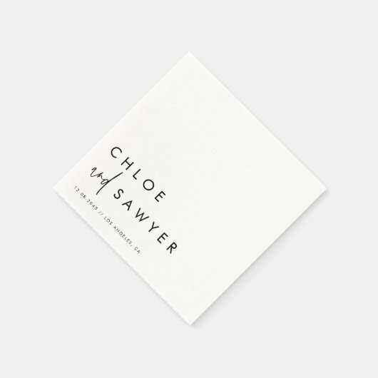 Zwarte minimalistische handgeschreven script bruil servet (Hoek)